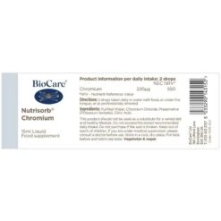 BioCare Nutrisorb Chromium 15ml 7 BioCare Nutrisorb Chromium 15ml -Care Product Store biocare nutrisorb chromium 15ml label