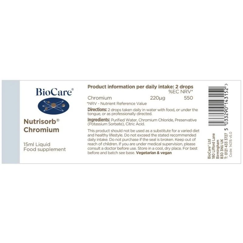 BioCare Nutrisorb Chromium 15ml 5 BioCare Nutrisorb Chromium 15ml - Image 3