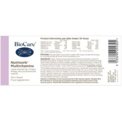 BioCare Nutrisorb Multi-Vitamins Liquid 30ml -Care Product Store biocare nutrisorb multivitamins 30ml label
