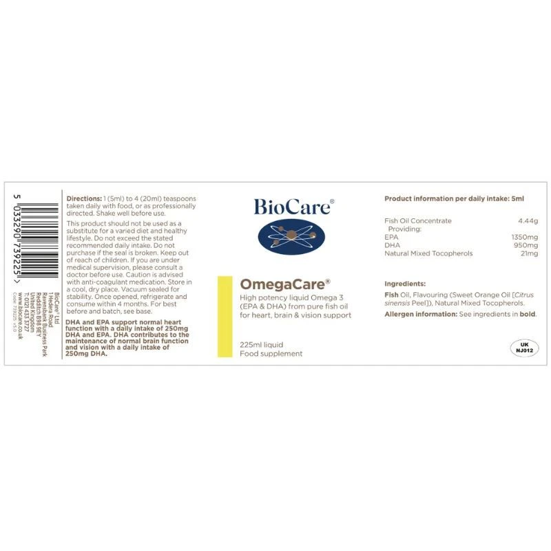 BioCare OmegaCare 225ml 4 BioCare OmegaCare 225ml - Image 2