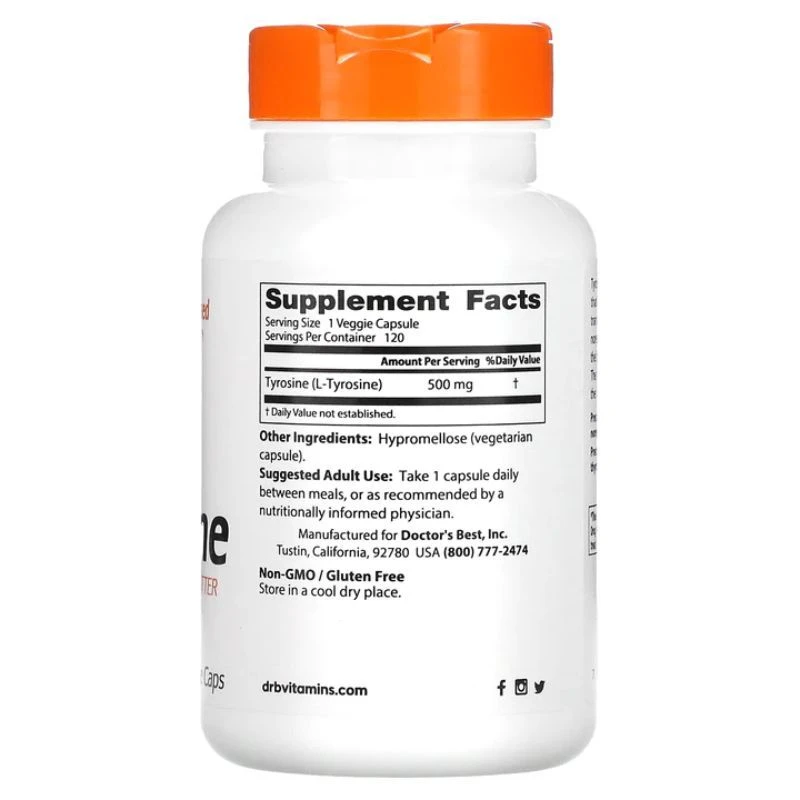 Doctor's Best Best L-Tyrosine 500mg Vcaps 120 4 Doctor's Best Best L-Tyrosine 500mg Vcaps 120 - Image 2