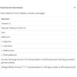 Healthaid MaleVit Forte Tabs 30 -Care Product Store healthaid male vit forte tabs nutritional info