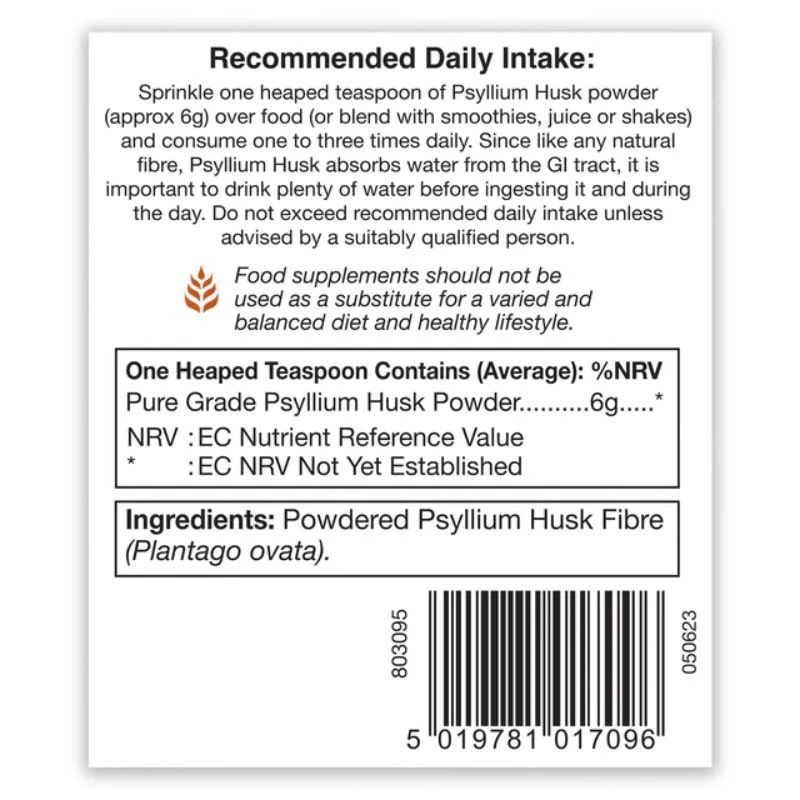 HealthAid Psyllium Husk Fibre Powder 300g 4 HealthAid Psyllium Husk Fibre Powder 300g - Image 2