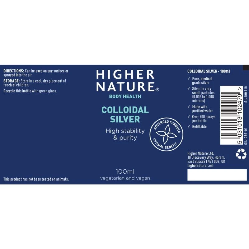 Higher Nature Colloidal Silver Solution 100ml 4 Higher Nature Colloidal Silver Solution 100ml - Image 2