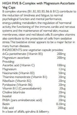 Viridian HIGH FIVE Multivitamin & Mineral Formula Veg Caps 90 -Care Product Store ingredients 2 4