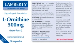 Lamberts L-Ornithine 500mg Caps 60