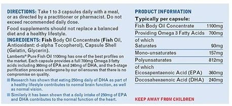 Lamberts Pure Fish Oil 1100mg Capsules 180 3 Lamberts Pure Fish Oil 1100mg Capsules 180