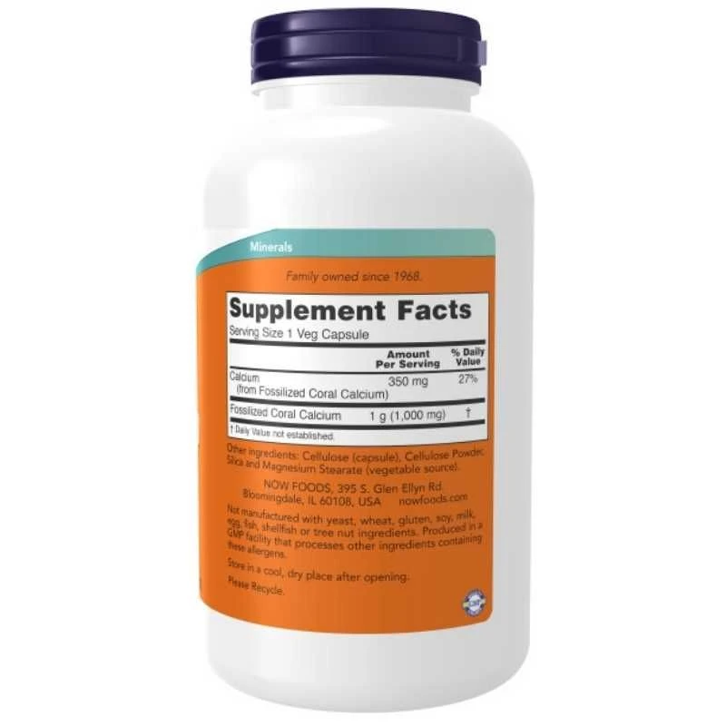 NOW Foods Coral Calcium 1000mg Capsules 250 4 NOW Foods Coral Calcium 1000mg Capsules 250 - Image 2