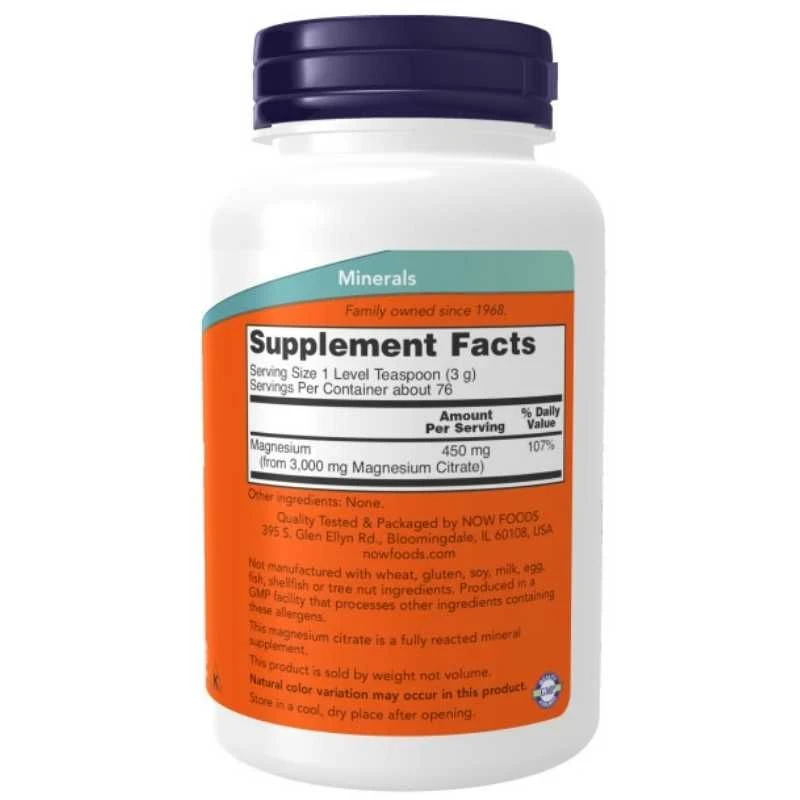 NOW Foods Magnesium Citrate Pure Powder 227g 4 NOW Foods Magnesium Citrate Pure Powder 227g - Image 2