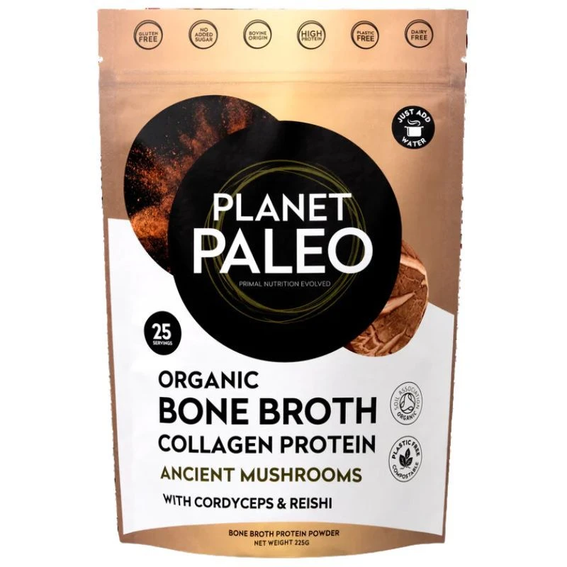 Planet Paleo Organic Bone Broth Collagen Protein Ancient Mushrooms 225g 3 Planet Paleo Organic Bone Broth Collagen Protein Ancient Mushrooms 225g