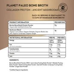 Planet Paleo Organic Bone Broth Collagen Protein Ancient Mushrooms 225g 7 Planet Paleo Organic Bone Broth Collagen Protein Ancient Mushrooms 225g -Care Product Store planet paleo bone broth collagen mushrooms 225g nutrition