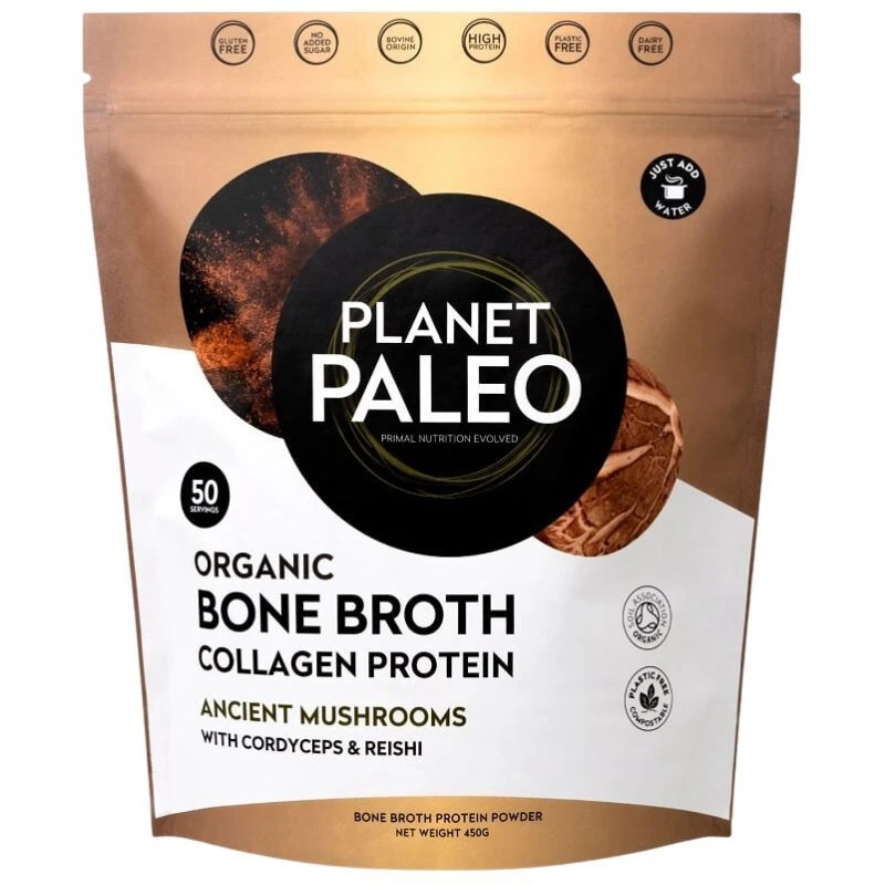 Planet Paleo Organic Bone Broth Collagen Protein Ancient Mushrooms 450g 3 Planet Paleo Organic Bone Broth Collagen Protein Ancient Mushrooms 450g