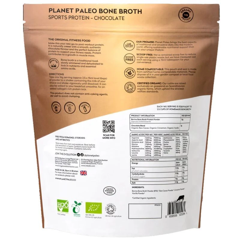 Planet Paleo Organic Bone Broth Sports Protein Chocolate 480g 4 Planet Paleo Organic Bone Broth Sports Protein Chocolate 480g - Image 2