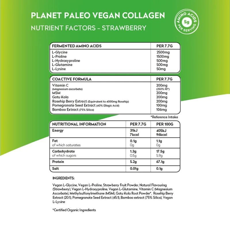 Planet Paleo Vegan Collagen Factors Strawberry 231g 5 Planet Paleo Vegan Collagen Factors Strawberry 231g - Image 3