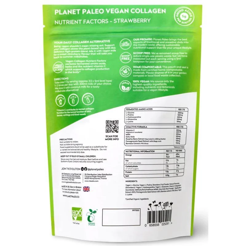 Planet Paleo Vegan Collagen Factors Strawberry 231g 4 Planet Paleo Vegan Collagen Factors Strawberry 231g - Image 2