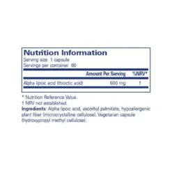 Pure Encapsulations Alpha Lipoic Acid 600mg Capsules 60 5 Pure Encapsulations Alpha Lipoic Acid 600mg Capsules 60 -Care Product Store pure encapsulations alpha lipoic acid 600mg nutritional information
