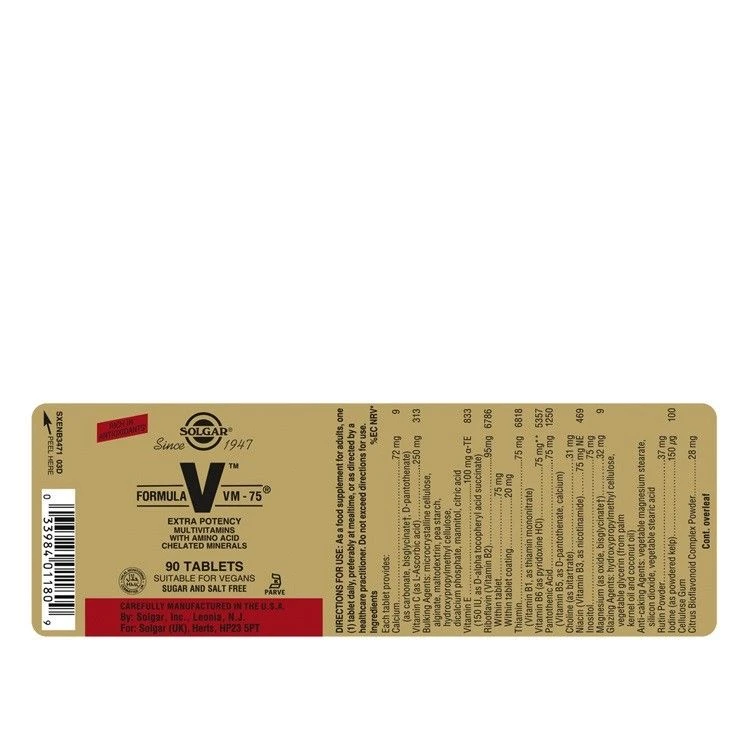 Solgar Formula VM-75 Tablets 90 4 Solgar Formula VM-75 Tablets 90 - Image 2