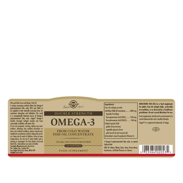 Solgar Omega-3 Double Strength Softgels 120 4 Solgar Omega-3 Double Strength Softgels 120 - Image 2