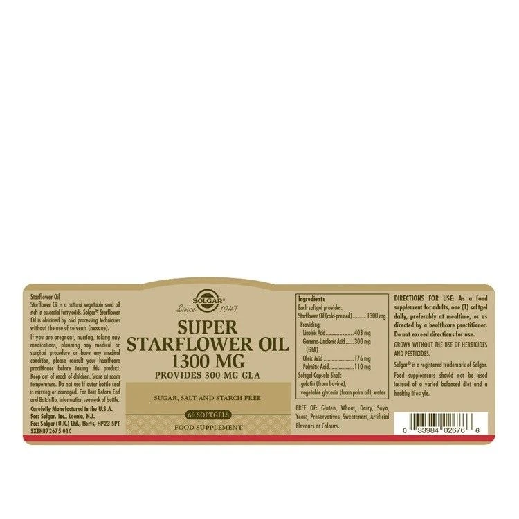 Solgar Super Starflower Oil 1300mg Softgels 60 4 Solgar Super Starflower Oil 1300mg Softgels 60 - Image 2